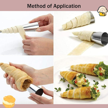 Skiennix 20-Piece Cream Horn Molds - Non-Stick Conical Cannoli Tubes with Cleaning Brush | 4.7-Inch Baking Forms