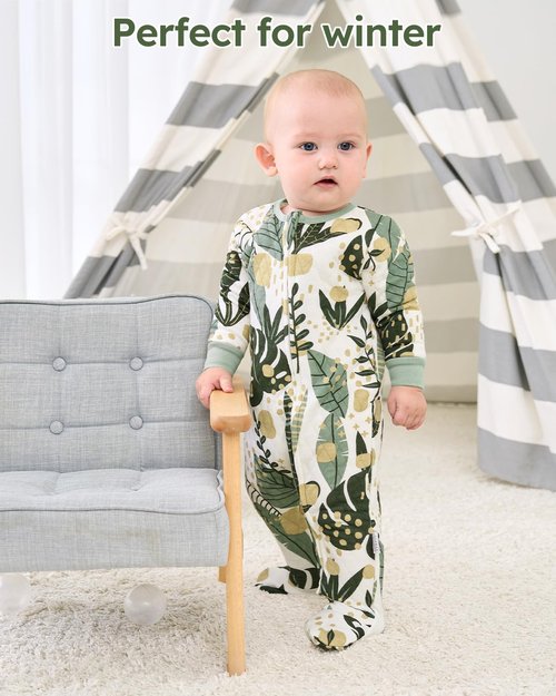 Yoofoss Baby Pajamas Organic Cotton Baby Winter Clothes Warm Newborn Sleepers for 0-3 Months Soft Quilted Footed Pjs