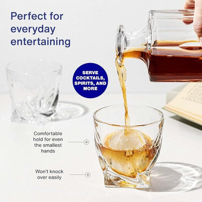 GoodGlassware Swirl Whiskey Glasses (Set of 4) - 10 oz Premium Tumblers Perfect for Drinking Bourbon, Scotch, Rum, Spirits, and Old Fashioned Cocktails on the Rocks - Dishwasher Safe and Lead-Free