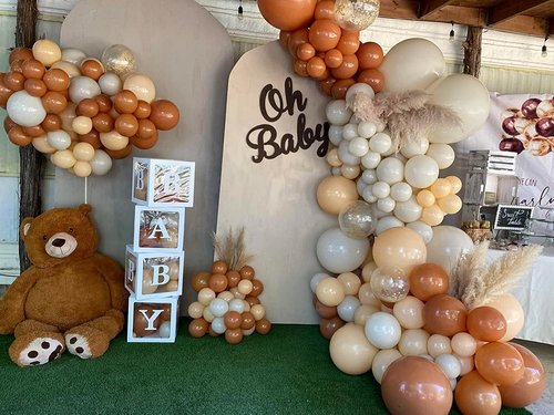 Beige Balloons by [Brand Name] - 150-Piece Pack in 18", 12", 10", 5" Sizes | Perfect for Birthday & Wedding Decorations