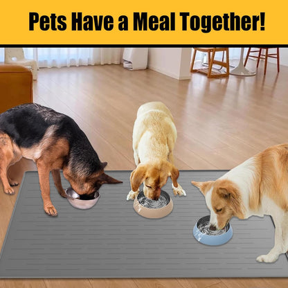 Skiennix 1.5MM Thick Dog Food Mat - Waterproof Silicone Pet Feeding Mat, 40"x30", Dark Gray