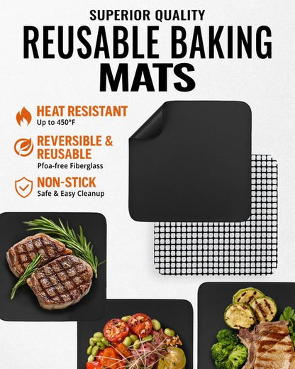 Cosori Reusable Air Fryer Liners - Silicone & Fiberglass Grill Mats | BPA-Free, Heat Resistant, Easy Clean-Up