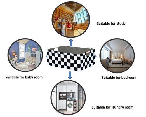 Checkered Storage Basket Room Decor Gifts Basket Foldable Nursey Box Kids Hamper Storage Cube for Women Closet Organizer Boys Car Toys Bins with Handles