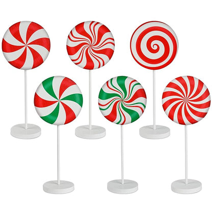 6-Piece Wooden Christmas Candy Cane Sign Set – Farmhouse Tiered Tray Topper Decor