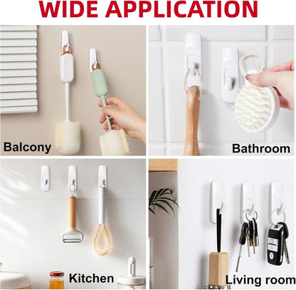 Sinfuo Utility Wall Hooks - Heavy Duty Adhesive for Damage-Free Hanging | 16 Hooks & 20 Strips