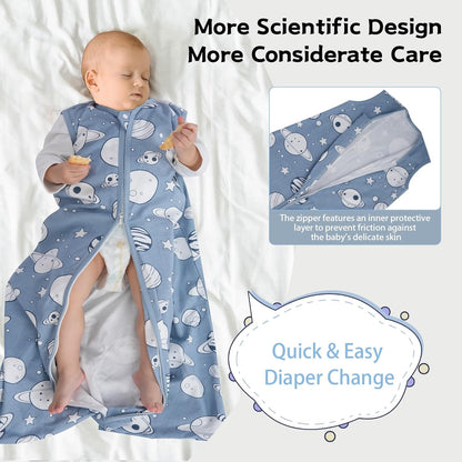 Skiennix Baby Sleep Sack - 100% Cotton Wearable Blanket for Newborns | 3-Pack, 0.5 TOG, 2-Way Zipper