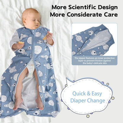 Wrrernsin Baby Sleep Sack 12-18 Months Baby Wearable Blanket 100% Cotton TOG 0.5 2-Way Zipper Newborn Sleeping Bag, 3 Pack Comfy Lightweight Sleep Sacks for Babies