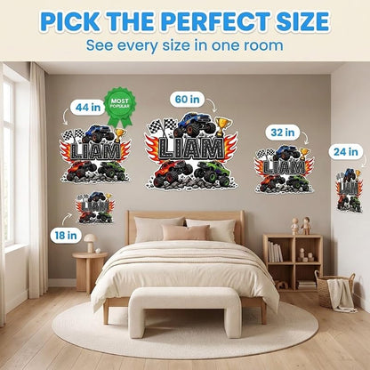 Personalized Monster Truck Wall Decal for Boys – Style 2