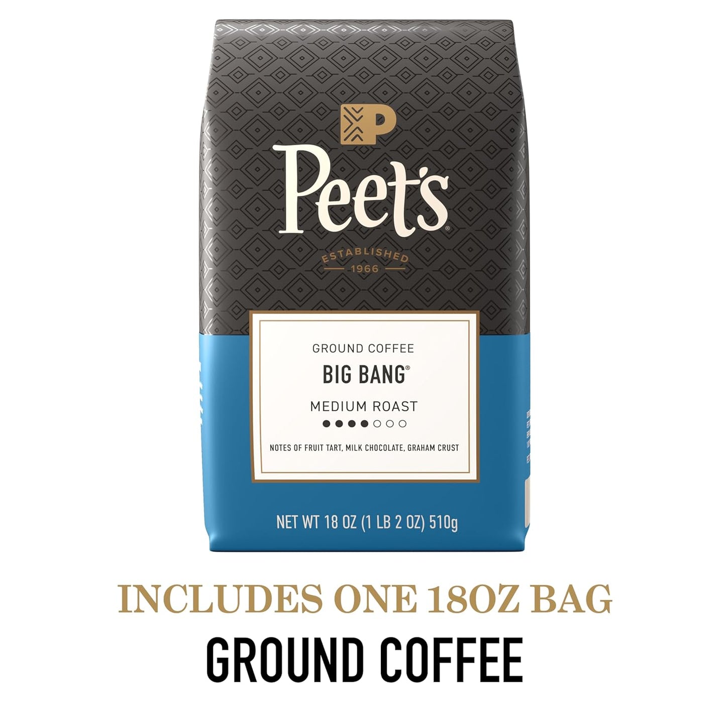 Peet's Coffee Medium Roast Ground Coffee - 100% Arabica Big Bang Blend, 18 Ounce Bag