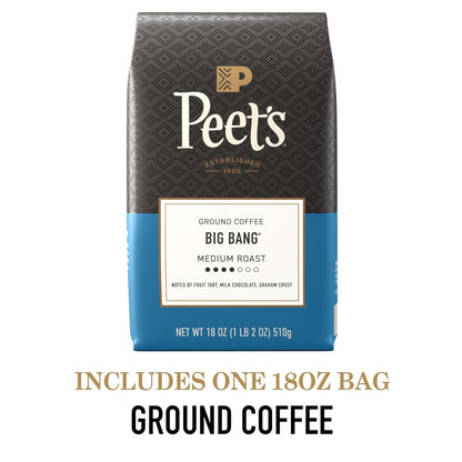 Peet's Coffee Medium Roast Ground Coffee - 100% Arabica Big Bang Blend, 18 Ounce Bag