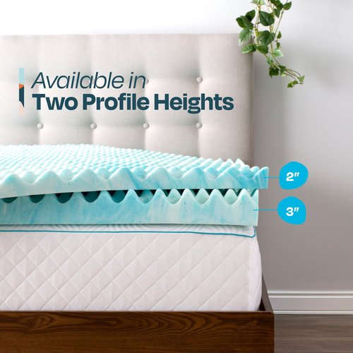 Linenspa 2 Inch Gel Memory Foam Mattress Topper – Egg Crate Style, Reversible for two feels – Promotes Airflow & Relieves Pressure Points – Full
