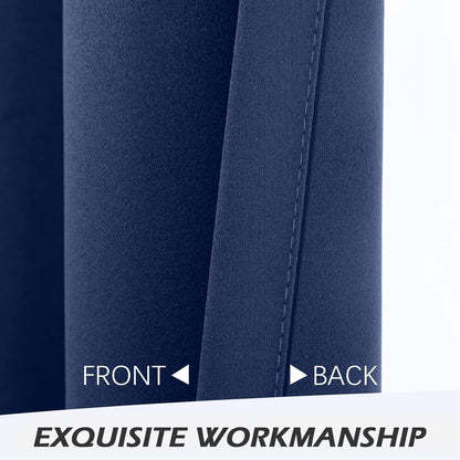 MYSKY HOME Navy Blue Blackout Curtains - 84 Inches Long Grommet Drapes for Living Room & Bedroom | 52 x 84 Inch