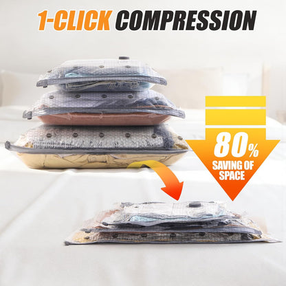 Skiennix Travel Vacuum Storage Bags - 9 Pack Compression Packing Bags with Portable Electric Pump | 80% Space Saver for Luggage