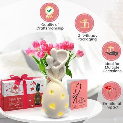 Infinity Love Candle Holder - Flickering LED Candle for Couples | Perfect Gift for Weddings & Engagements