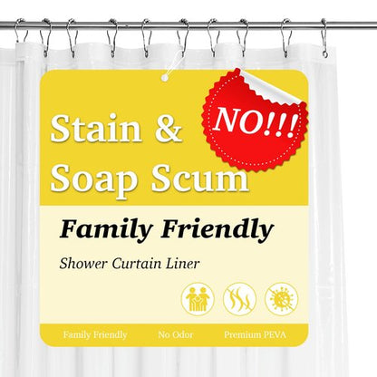 NICETOWN Shower Curtain Liner 70x72, Clear Shower Curtain with 12 Stainless Hooks & 3 Magnets, Premium Heavy-Duty PEVA Waterproof & Non-Toxic Material Bathroom Accessories with Grommets, 1 Panel