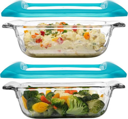 Libbey Premium Glass Baking Dish Set - 2 Stackable Casserole Dishes with Lids | Ideal for Lasagna & Brownies