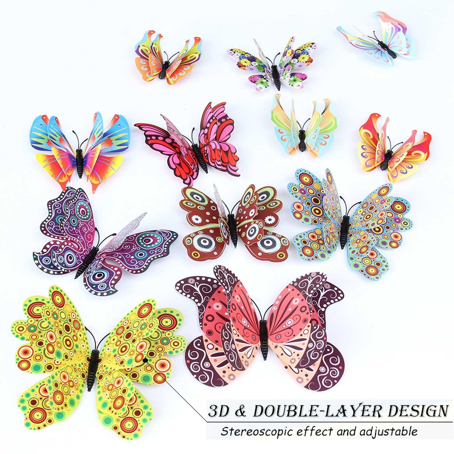 OPSEAM Butterfly Wall Decor 24/48 PCS, 3D Butterflies Stickers for Party Decorations with Magnets (Circl, 24)