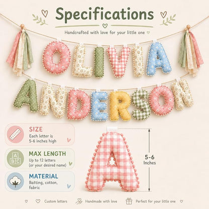 S1 Personalised Name Banner - Custom Fabric Nursery Name Sign