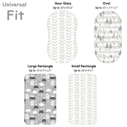 Yoofoss Bassinet Sheets - 3-Pack Fitted Baby Sheets for Halo & Angelbliss | Soft Grey Bear Design