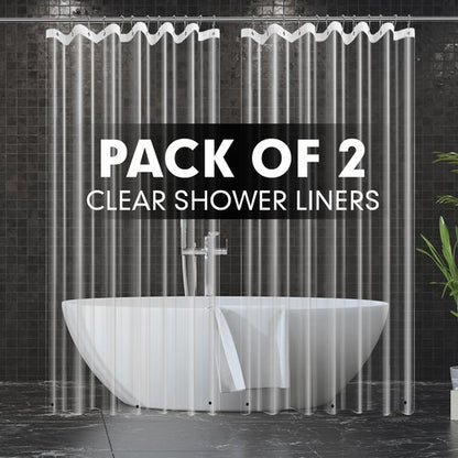 Hereisa 2-Pack Clear Plastic Shower Curtain Liners, 3G Lightweight [72x72 Inch] - Crystal Transparency, Waterproof Bathroom & Bathtub Liners, Easy Install