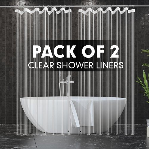 Hereisa 2-Pack Clear Plastic Shower Curtain Liners, 3G Lightweight [72x72 Inch] - Crystal Transparency, Waterproof Bathroom & Bathtub Liners, Easy Install
