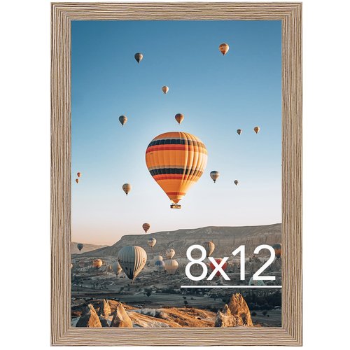JCJMY 8x12 Picture Frame for Wall Hanging or Tabletop, Wall Mounting Horizontally or Vertically, 8 x 12 Wall Gallery Poster Photo Frame with Shatter Resistant Plexiglass,Rustic Brown