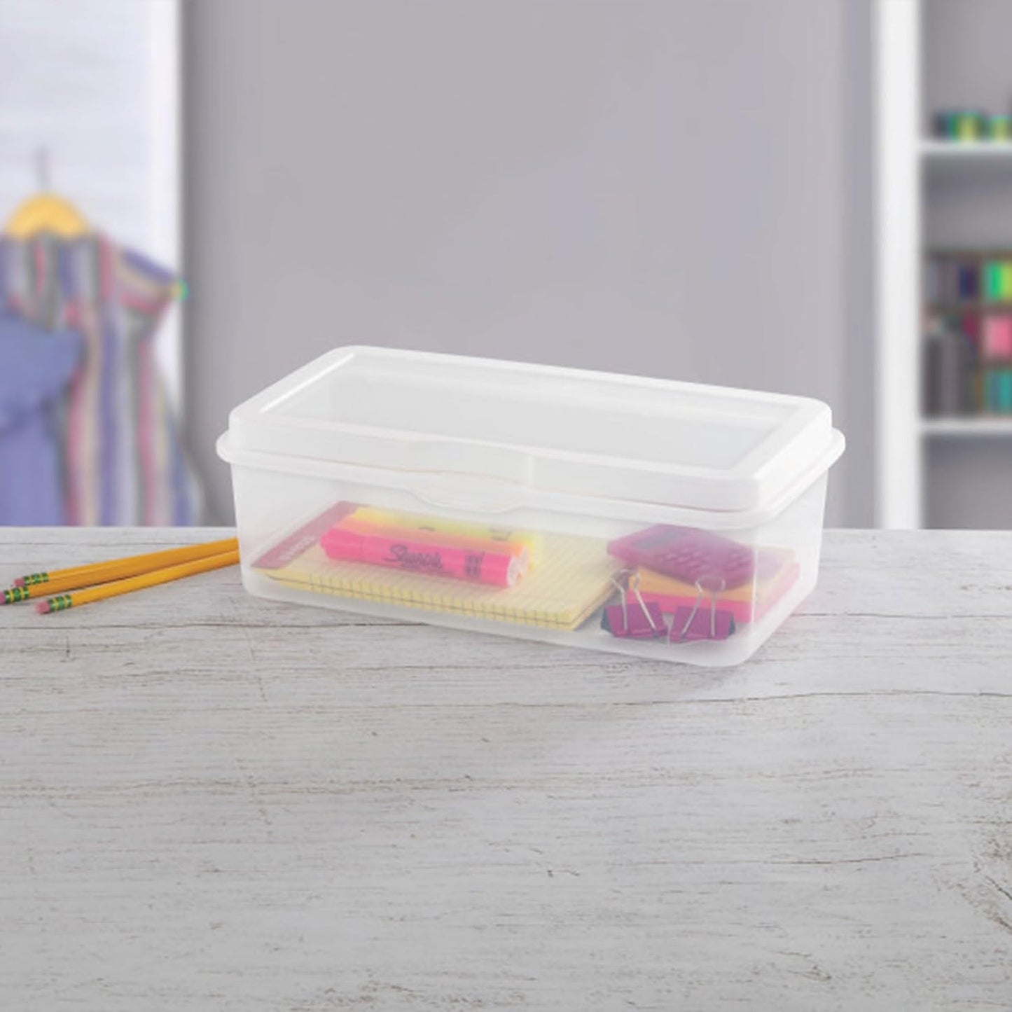 Sterilite 6-Pack Rectangular Clear Plastic Storage Boxes - Stackable Flip-Top Organizers for Crafts, Photos & More