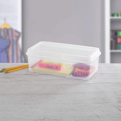Sterilite 6-Pack Rectangular Clear Plastic Storage Boxes - Stackable Flip-Top Organizers for Crafts, Photos & More