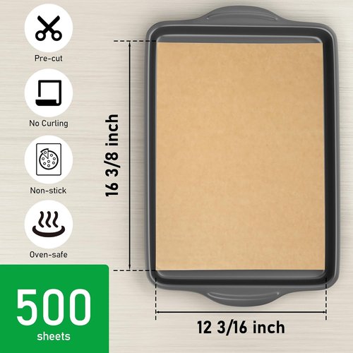 EcoDispose Non-Stick Parchment Paper Baking Sheets - Half Pan Liners, Unbleached, 12-3/16" x 16-3/8", 500 PCS