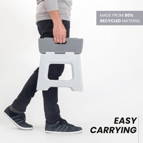 Vigar Compact Step Stool Foldable, 10-1/2-inch Step Stools for Adults up to 330 Pound, Lightweight Stool, Non-Slip Folding Step Stool, Gray