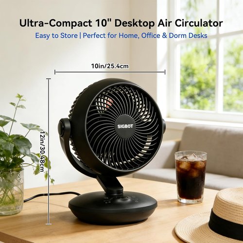 **Ultra Quiet 10-Inch Desk Fan by [Brand Name] - Remote Control, 8-Speed Oscillation & 9-Hour Timer**