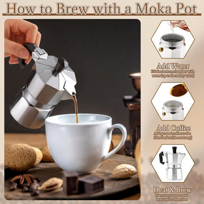 Skiennix Stovetop Espresso Maker - 10 Pcs Bulk (1 Cup, 50 Ml) | Perfect Baby Shower & Wedding Favors