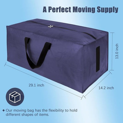HOMESURE Large Water-Resistant Moving Bags - 8 Pack Heavy-Duty Storage Totes with Zippers & Handles | Blue
