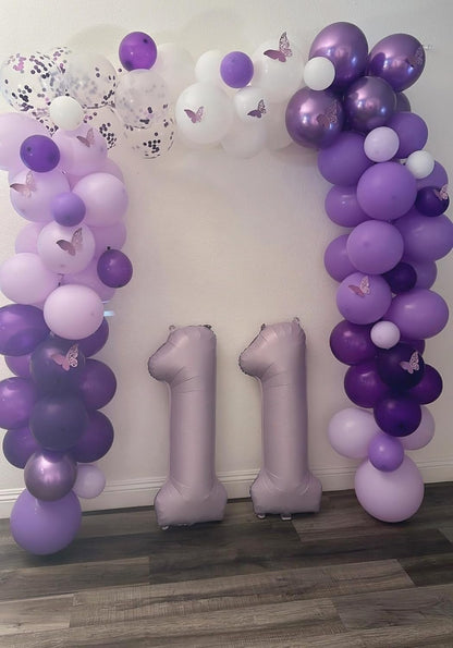 Skiennix 40-Inch Cream Purple Number Balloons - Perfect for 2nd, 12th, 21st Birthdays & Celebrations