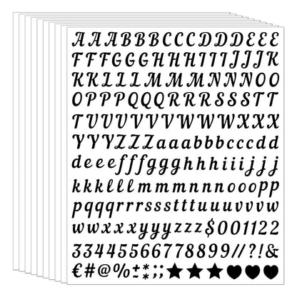 12Sheets Small Letter Stickers 0.5Inch Vinyl Alphabet