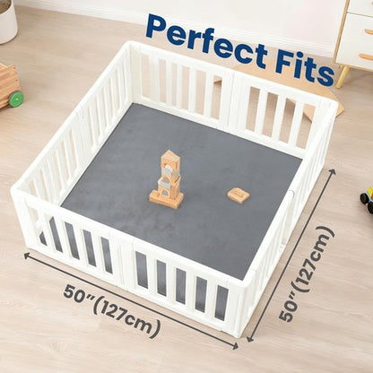 Huloo Play Mat - Non-Toxic 50"×50" Soft Coral Velvet for Infants | 1.3" Thick, Water-Repellent, Safe for Crawling (Dark Grey)