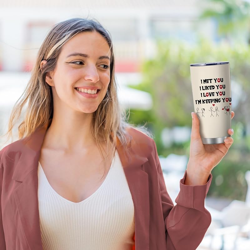 20oz Romantic Couple Stainless Steel Tumbler with Lid - Variation: I'm Keeping You