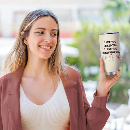 20oz Romantic Couple Stainless Steel Tumbler with Lid - Variation: I'm Keeping You