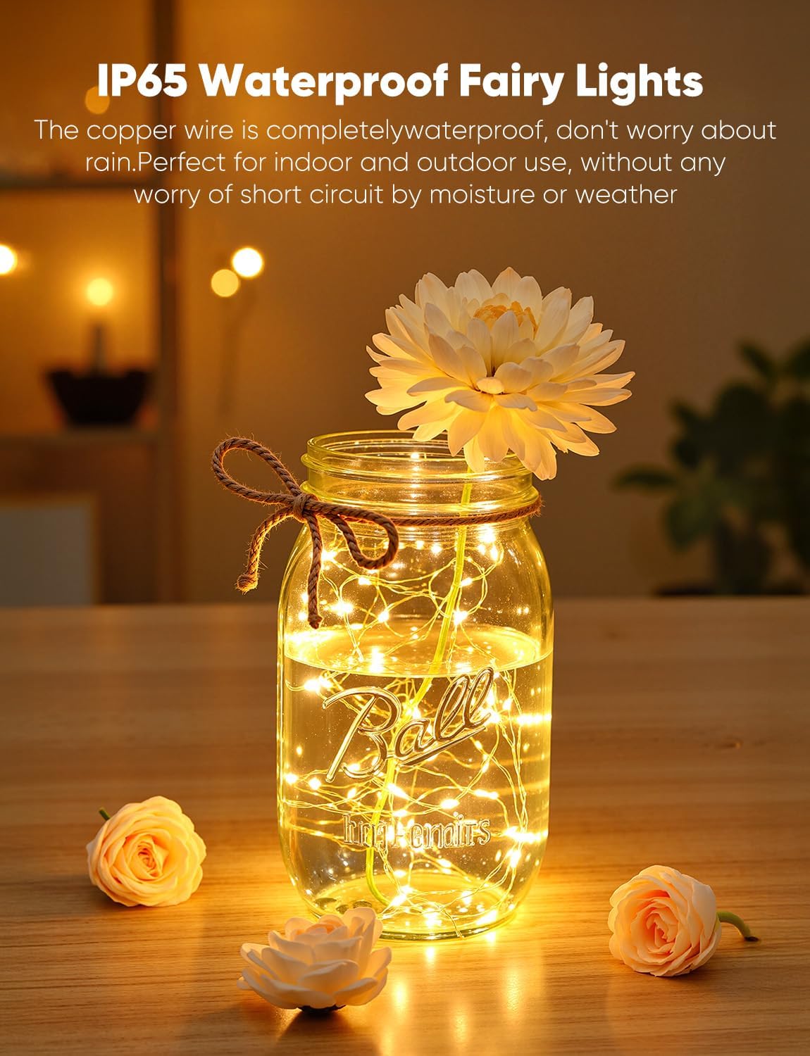 Brightown LED Fairy Lights - 30 Pack Battery Operated 7ft Waterproof Silver Wire String Lights | Perfect for Mason Jars, Christmas & Weddings