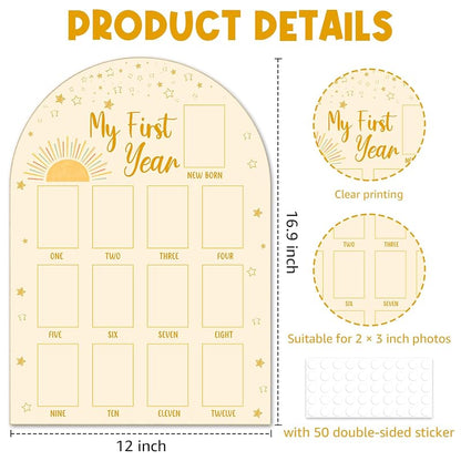 Sun My First Year Photo Board - Boho Baby 12 Months Milestone Board - Variation: Sun