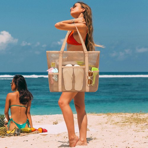 Fammart Mesh Beach Bag - Large Casual Hobo Tote for Women | Perfect for Pool, Travel & Vacation Essentials