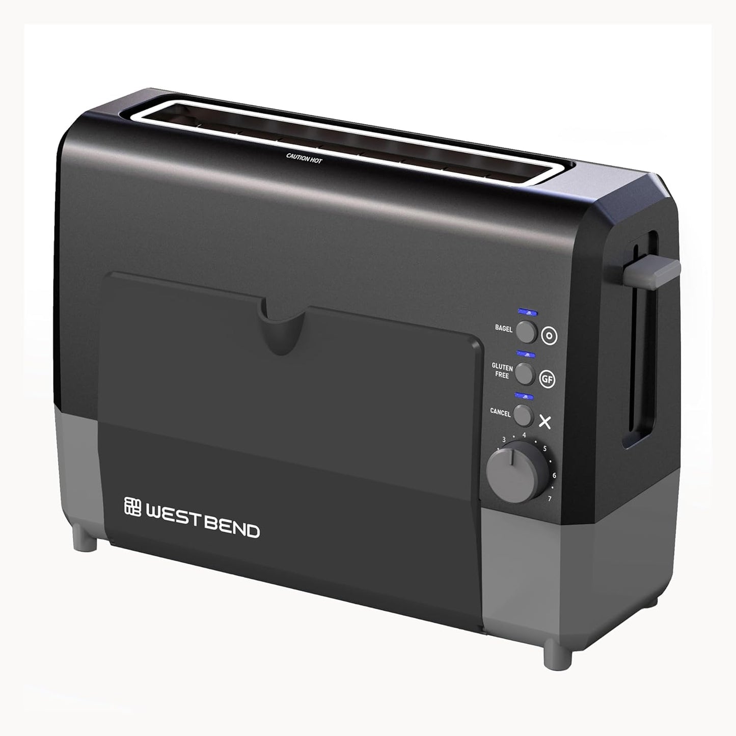 West Bend QuikServe Toaster - 2-Slice Wide-Slot Design with Bagel & Gluten-Free Settings | Fast Toasting, Black