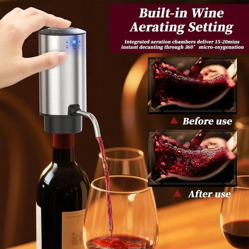 Electric Wine Aerator, Automatic Wine Dispenser with Decanter, Wine Aerator Pourer Spout - Gift for Wine Lovers