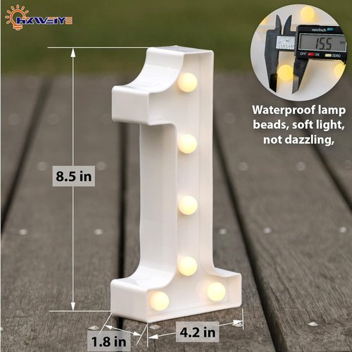 HXWEIYE Marquee Light Up Numbers - 8.5 Inch Decorative Sign | Battery Powered Warm White for Parties & Christmas Decor