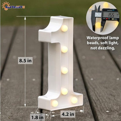 HXWEIYE Marquee Light Up Numbers - 8.5 Inch Decorative Sign | Battery Powered Warm White for Parties & Christmas Decor
