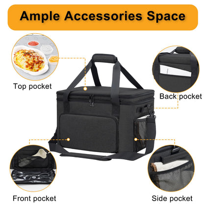 Wigojoy Slow Cooker Carrying Bag, Double Layer Insulated Design Slow Cooker Carrier with Removable Hard Liner and Pot Lid Fastener for 6-8 Quart Crock Pot, Black