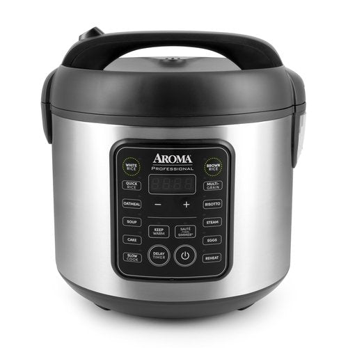 AROMA Professional Digital Rice Cooker, 10-Cup (Uncooked) / 20-Cup (Cooked), Multicooker, Slow Cooker, Steamer, Oatmeal Cooker, Egg Cooker, STS, 5 Qt, Black, ARC-5200SB