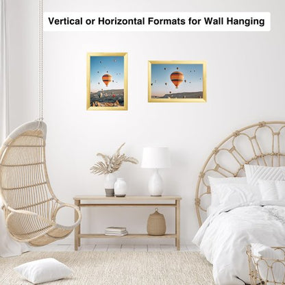JCJMY 5x8 Picture Frame Gold for Wall Hanging or Tabletop, Wall Mounting Horizontally or Vertically, 5 x 8 Wall Gallery Poster Photo Frame with Durable Shatter Resistant Plexiglass, Gold