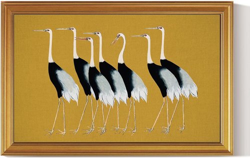 HUARCEY Vintage Gold Framed Wall Art - Large Animal Painting Print for Living Room | 24"x36" Decor