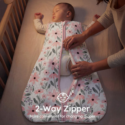 Yoofoss Baby Sleep Sack 6-12 Months 1.0 Tog Sleep Sack Organic Cotton Wearable Blanket for Infants 2-Way Zipper Quilted Sleeping Sacks(Medium)